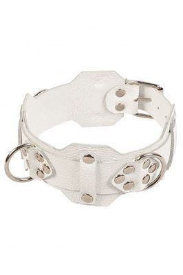 Нашийник VIP Leather Collar, White 280171 фото