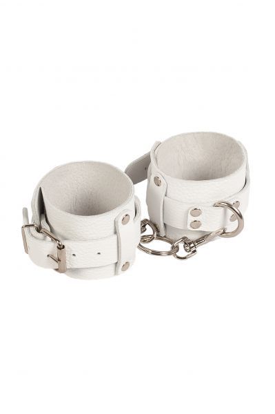 Наручники Leather Dominant Hand Cuffs, White 280153 фото