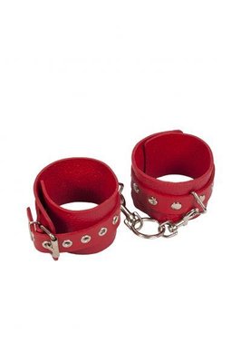 Наручники Leather Restraints Hand Cuffs, Red 280158 фото