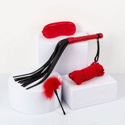 Набір Passion BDSM Leather Set, Red 280196 фото